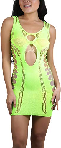 Image of ToBeInStyle Women's Stretch See Through Fishnet Novelty Mini Rave Party Dress