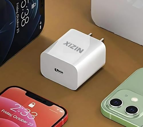Image of NIZIX 20W PD Charger Adapter & Original Cable Compatible with iPhone 14 /14Plus /14Pro /14Promax 13 /13Pro /13Promax 12 /12Pro /12 /11 /X /Xr Series (White)