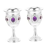 OUNONA 2 Stück Alloy Weingläser mit Blumenmuster Hochwertige und Wiederverwendbare Weinkelche für Hochzeiten Partys und Besondere Anlässe