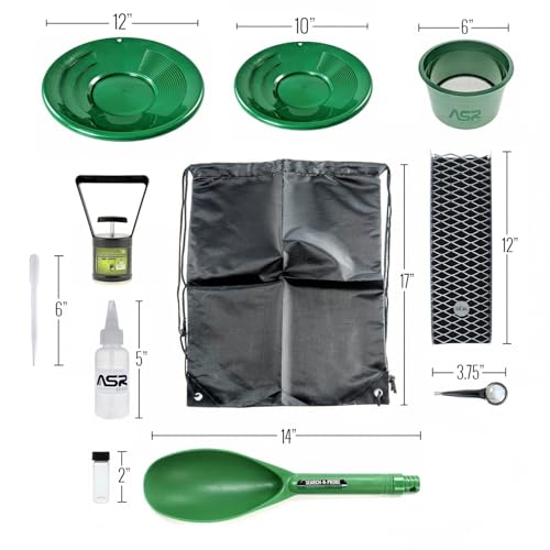 Image of ASR Outdoor Lightweight Backpack Gold Panning Kit with Mini Aluminum Sluice Box, 14pc