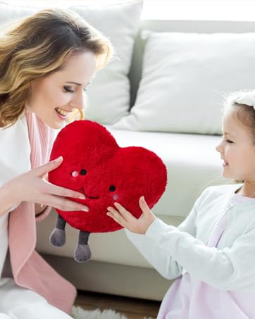 Image of ZEXSAZONE Red Love Heart Plush Soft Toy - 28 cm Cute Stuffed Cushion | Huggable Romantic Pillow for Kids, Girls, Girlfriend & Wife | Valentine, Birthday