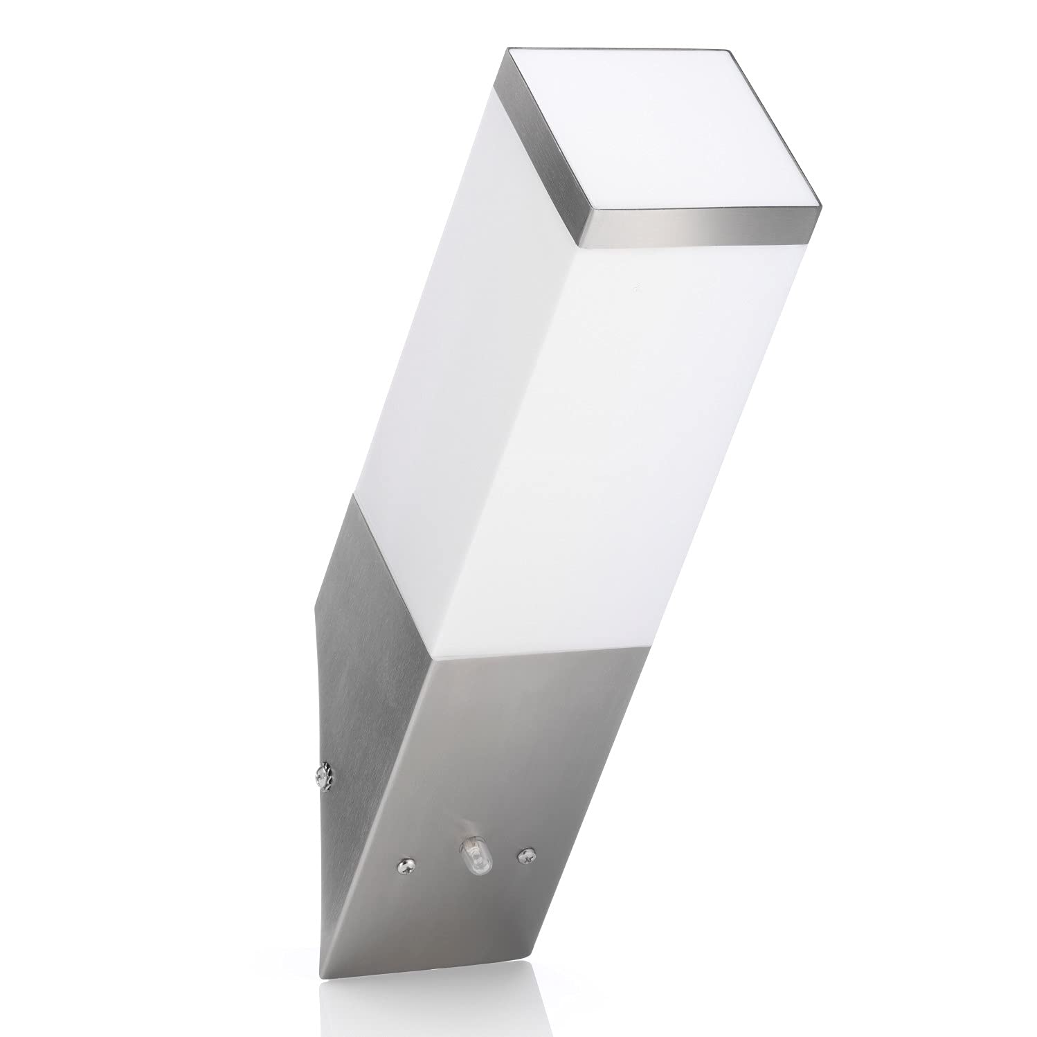 Auraglow Fitting Only Stainless Steel Automatic Dusk Till Dawn Sensor Angled Led Wall Light
