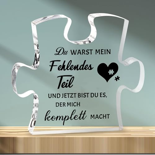 RISFIHEI Valentinstag-Geschenk für Ihn und Sie,Jahrestag Geschenk für Ihn,Puzzle-geformte Acrylplakette,Geschenk für Freund,Ehemann,Verlobungsgeschenk,Hochzeitsgeschenke,Partner Geschenke