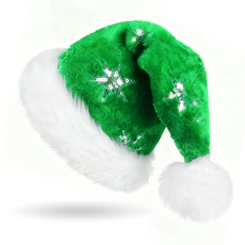 Montrestar Weihnachtsmütze für Erwachsene, Grün Plüsch...