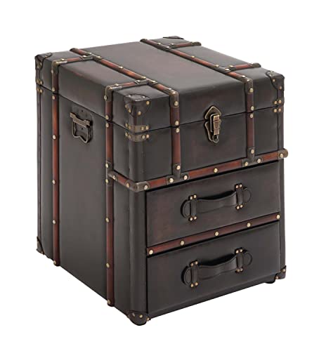 Deco 79 Wood Rectangle Cabinet With Buckle Hinged Top, 18" X 18" X 23", Dark Brown #TOP6