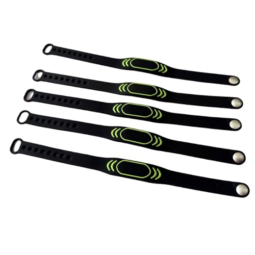 RFID MF Classic 1K wasserdichte Zugangsschlüssel, verstellbare Armbänder, Identitäts-wasserdichte Smart-Armbänder (schwarz), 5 Stück