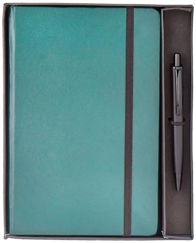 Image of amazon basics A5 Diary with Ribbon Bookmark & Pen | Gift Set For Corporate and Personal Occasions(Green)