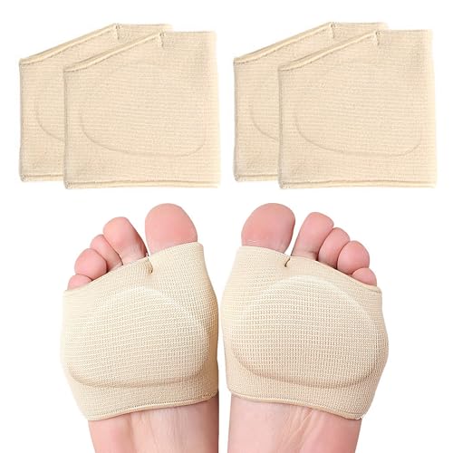 Image of 2 Pairs Metatarsal Pads with Gel Pad - Metatarsal Pads for Women Men - Ball of Foot Cushions for Pain Relief (Biege, Small:5-7)