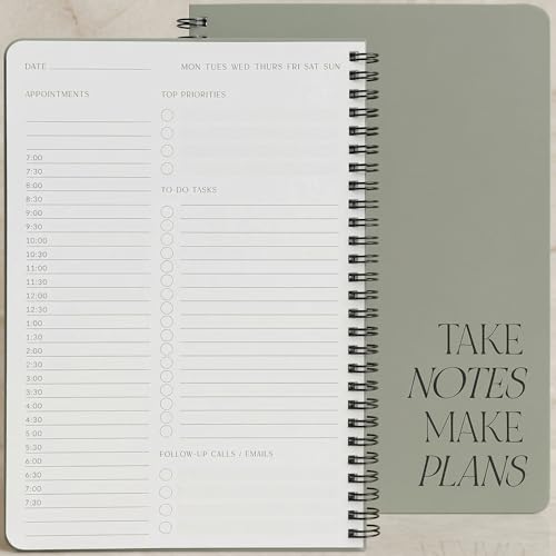 Beautiful Daily Planner And Notebook With Hourly Schedule - Aesthetic Spiral To do List Notepad to Easily Organize Your Work Tasks And Appointments - The Perfect Office Supplies For Women
