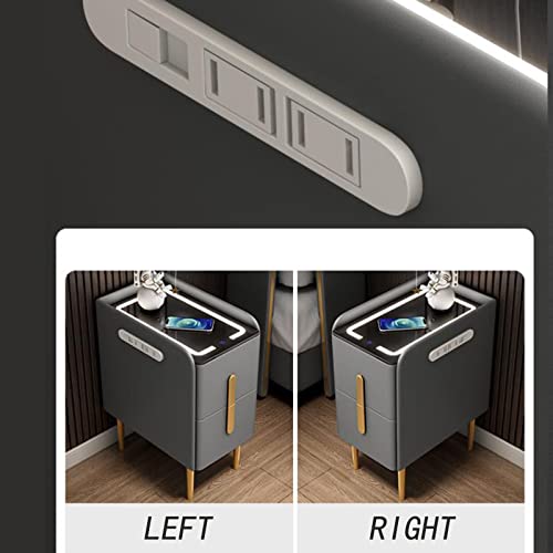 Table de chevet moderne noire à 2 tiroirs avec chargeur LED pour chambre - 5