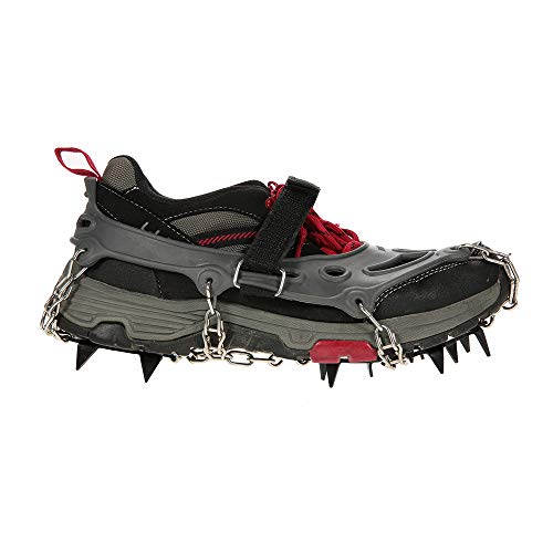Crampon, Andoer 14 dentes, manganês, aço, crampons, nylon, correia, sapatos, antiderrapante, capa, o