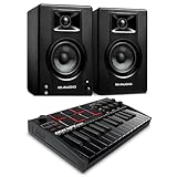 Music Production and Beat Maker Essential – USB powered MIDI controller with 25 mini MIDI keyboard velocity-sensitive keys for studio production, virtual synthesizer control and beat production Total Control of Your Production - Innovative 4-way thum...