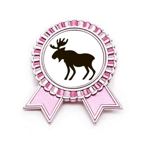 Broche élan noir mignon avec rose en métal taille M pour veste