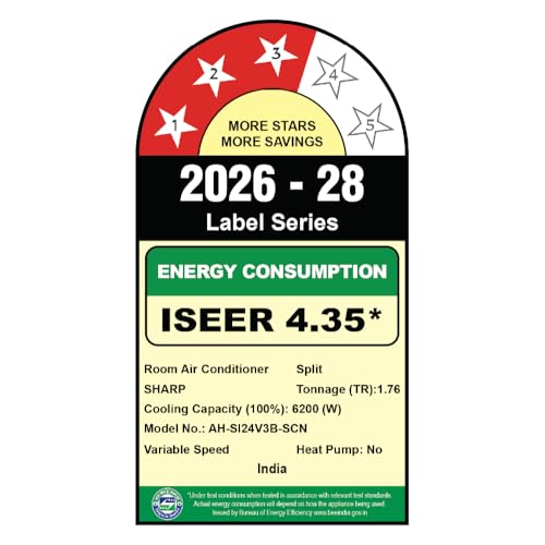 Image of Sharp 2 Ton 3 star, New Star Rated, Split AC (4 Way Swing, 100% copper, Hi-Tech Inverter Compressor, 7 in1 Convertible, Turbo cool, Dust filter) - AH-SI24V3B-SCN, White