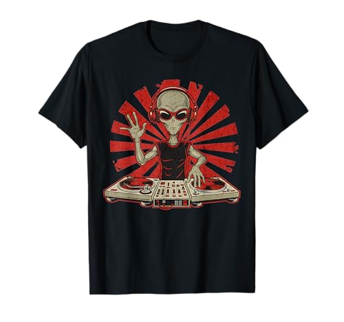 T-Shirt Graphique Funny DJ Music Lover Alien DJ Mixeur de Musique T-Shirt