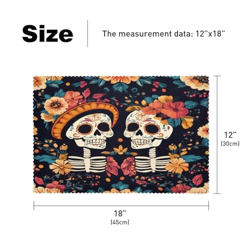 Sets de table de qualité supérieure motif squelette fleuri