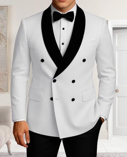 Mens Tuxedo Jacket Slim Fit Double Breasted Suit Blazer Jacket Formal Dinner Prom Wedding3