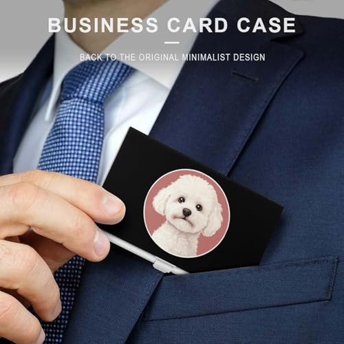 White Bichon Frise Business Card Holder Slim Credit Case Pocket Name Case Wallet for Men Women3