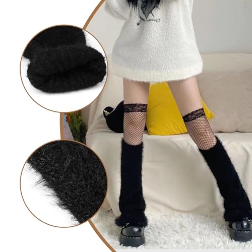 Image of XEPST Fuzzy Leg Warmers Plush Women's Leg Warmers Winter Socks for Women Kawaii Flared Leg Warmers