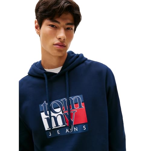 Tommy Jeans Men's Medium Weight Hoodie Sweatshirt with Printed Flag Logo2