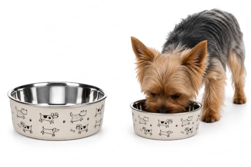ciotola per cani - ciotola Jappie beige in acciaio inox - pratica e resistente - 250ml