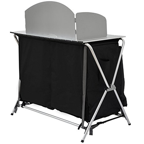 AMANKA Camping-Küche inkl Windschutz 90x48x115cm 3 Fächer Campingschrank faltbar Kocherschrank Zeltschrank Campingmöbel - Image 4