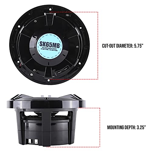 Image of Skar Audio SK65MB 6.5 inch 2-Way Marine Full Range 320 Watt Coaxial Speakers, Pair (Black)