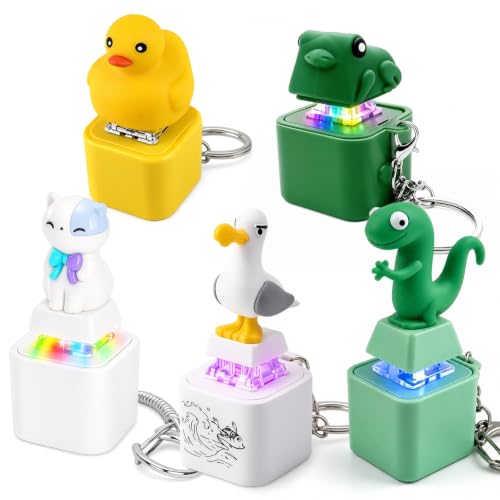 Rechargeable Seagull Mine Button Keychain, Mine Seagull Keychain Fidget Clicker Toy with Real Sound & LED Light, Funny Interactive Desk Stress Relief Toy Gifts(All-5pc)