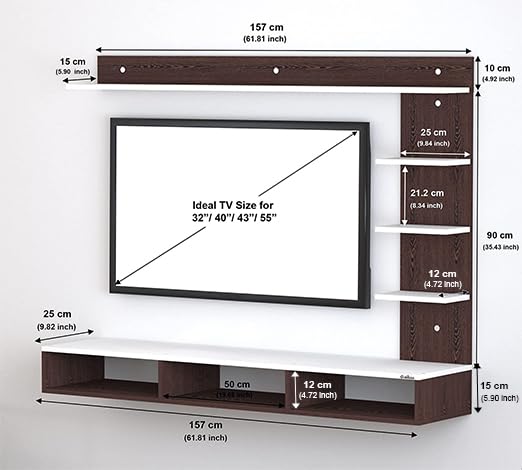 Image of Anikaa Tyson Engineered Wood Wall Mount TV Unit /TV Stand /Wall Set Top Box Stand /TV Entertainment Unit (Wenge White)(Ideal for Upto 55 inch)(D.I.Y)