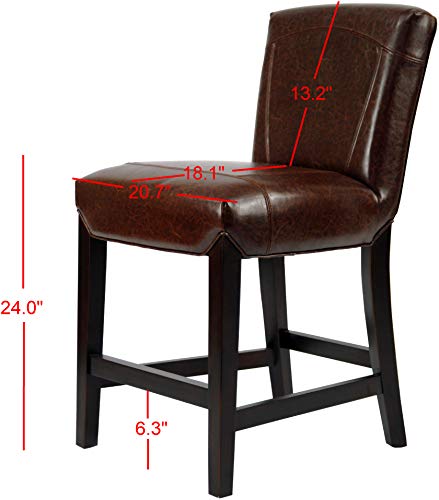 Safavieh Hudson Collection Ken Brown Leather 23.8-Inch Counter Stool #TOP5