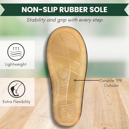 Unisex Men and Women Wool House Slippers with Fuzzy Plush Lining, Slip on House Slippers with Indoor Outdoor Non-Slip Sole, Size 133