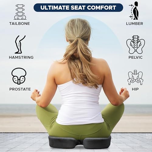 Image of Orthopedic Seat Cushion - Standard, 17.7 x 13.8 Inch Memory Foam Gel Chair Cushions for Back, Tailbone, Butt and Coccyx Discomfort Relief - Support Pillow for Office, Car, Home & Wheelchair (Design 4)