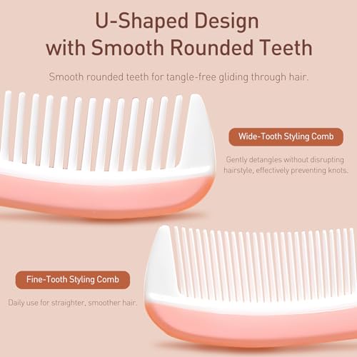 Set de 2 Peines para Cabello Rizado Rosa y Blanco miniatura 3