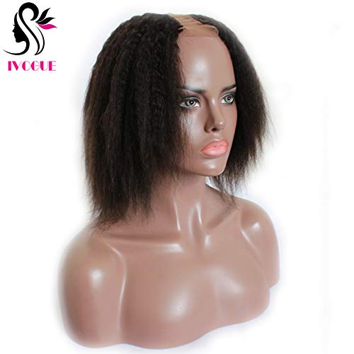 Kinky Straight Short Blunt Bob U Part Wigs Mongolian Virgin Human Hair U Opening Wigs with Combs or Clips for Black Women (12inch)