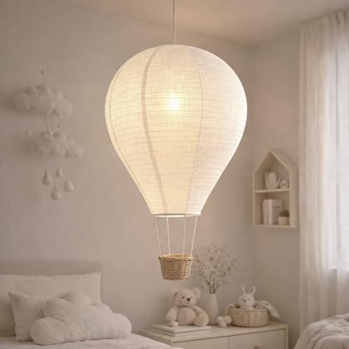 Hot Air Balloon Linen Hanging Lampshade 14 Dia x 22 H