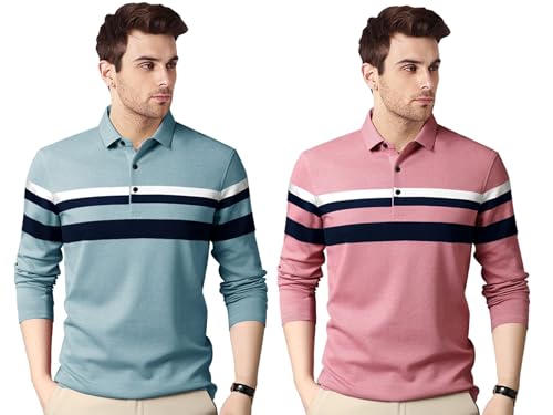 Image of Noble Monk Men's Polycotton Regular Fit Full Sleeves Polo T-Shirt
