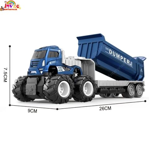 Image of 1:43 Metal Toys Alloy Diecast Truck Set Toy, Diecast Miniature Car Model (Pack Of 1) (Transport Dumper Truck), Multicolor