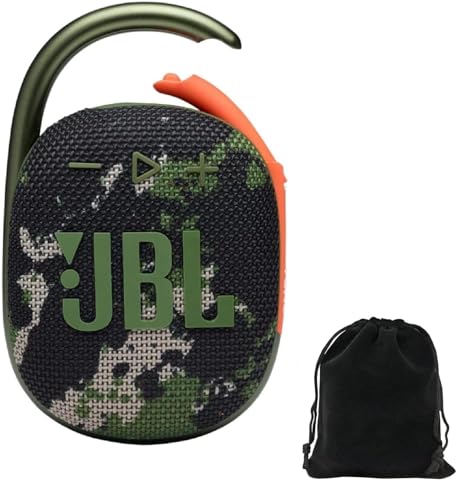 JBL Clip 4 Portable Bluetooth Speaker Bundle with Deluxe CCI Protective Carrying Pouch (Squad)