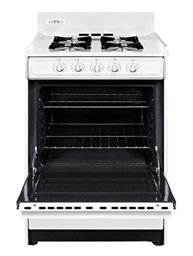 Summit Appliance Wlm610P 24" Wide Propane Gas Range, White Finish; Broiler Compartment, 4 Open 9000 Btu Burners, Recessed Oven Door, Push-To-Turn Knobs, 2.92 Cu.ft Oven Capacity #TOP2