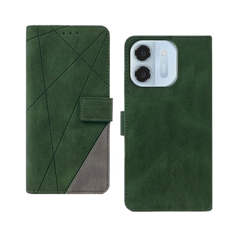 Image of amazon basics Ai+ Pulse 2 5G Flip Cover | Card Pockets Wallet & Stand | Flip Cover for Ai+ Pulse 2 5G (Green with Grey)
