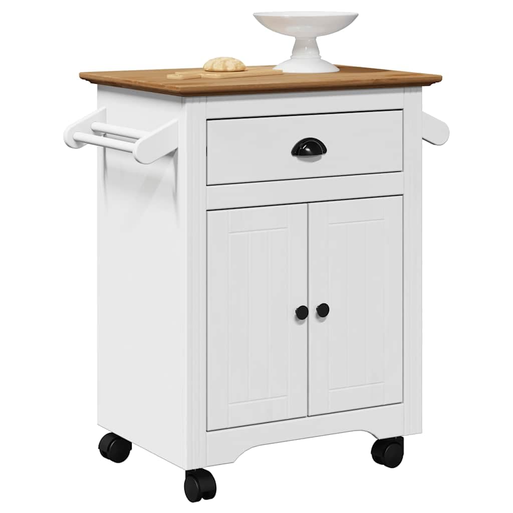 Gecheer Carrello da BODO Bianco e Marrone 72x45x80 cm,Carrellino,Carrello da con Ruote,Carrello portaoggetti,Carrello Credenza,Carrello su Ruote,Carrello di Servizio,P4016876