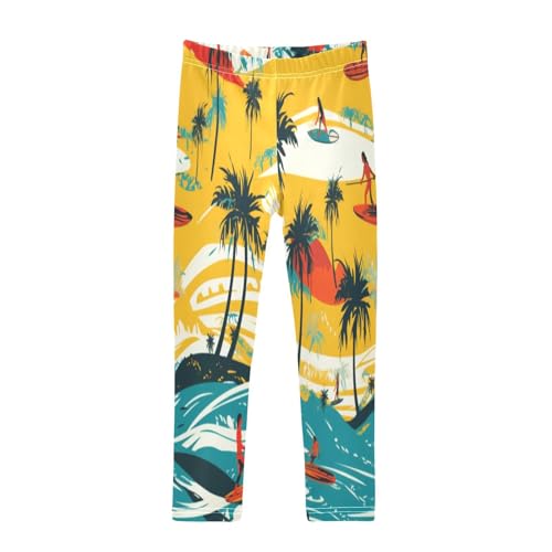 Toddler Girls Leggings Printed Yoga Pants Leggings Beach Plam Tree for Kids