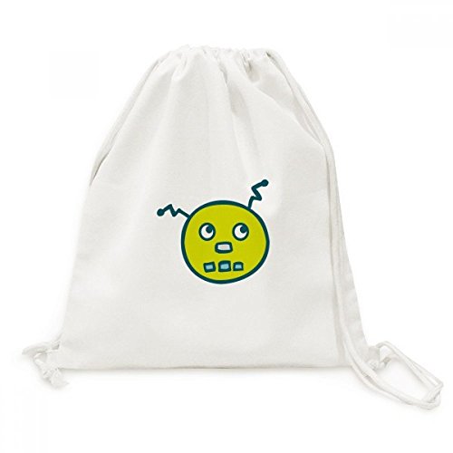 Sac de voyage type pochon à cordon en toile avec motif robot extraterrestre