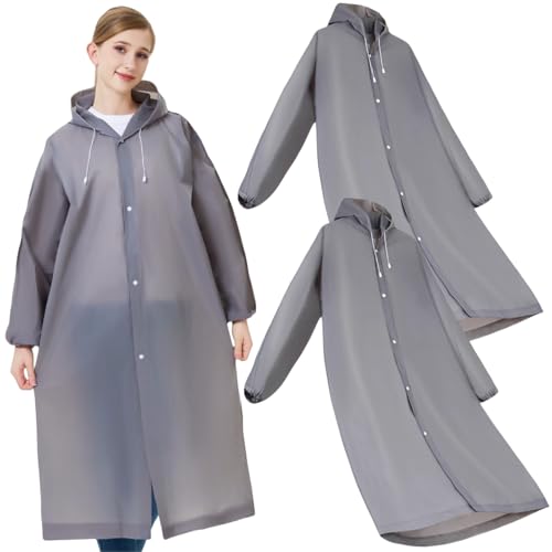 KLLJ Chubasqueros Impermeable,2 unidades Poncho Impermeable,Chubasquero Transparente,EVA Portátil Reutilizable Ponchos Impermeables Transparentede con Capa Para Viajes, Senderismo, Bicicleta, Unisex