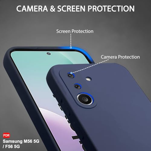 Image of TheGiftKart Liquid Silicone Back Cover Case for Samsung Galaxy M56 5G / F56 5G | Soft Micro-Fibre Lining Inside | Camera & Screen Protection | Shockproof Back Cover Case (Silicone, Blue)