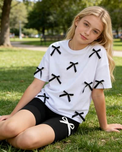Image of Kids Girl Clothes Heart Print Short Sleeve Top and Shorts Cute Girl Summer Outfits Short Set