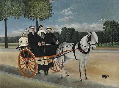  La Carriole du pere Junier Henri Rousseau, carrozza cavallo, famiglia di cane B A3 02255