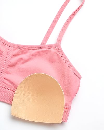 Sweet & Sassy Girls' Training Bra - 3 Pack Seamless Cami Bralette, Removable Pads - First Time Beginner Bra for Girls (S-L)4