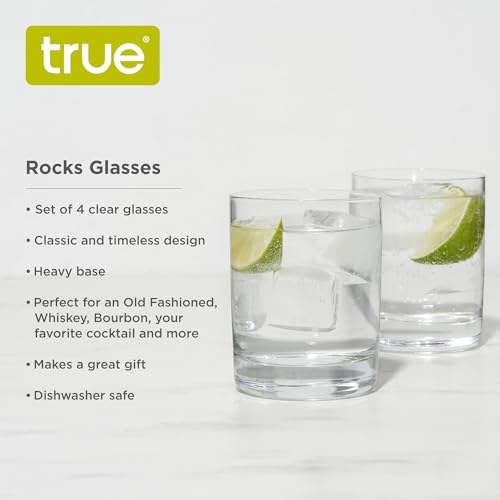 image for True Rocks Glass, Whiskey Tumblers, Old Fashioned Bourbon Scotch Brand