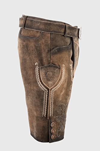 KRÜGER Heren klederdracht leren broek kort, model: Zeus met riem, knielang, art.nr. 096628-0-0007, bruin - Afbeelding 5